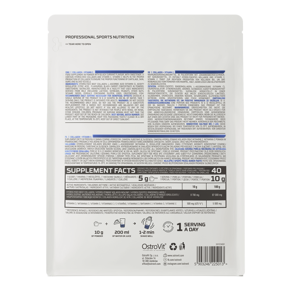Colageno Vitamina C 400 G Black Currant Ostrovit - Imagen 3