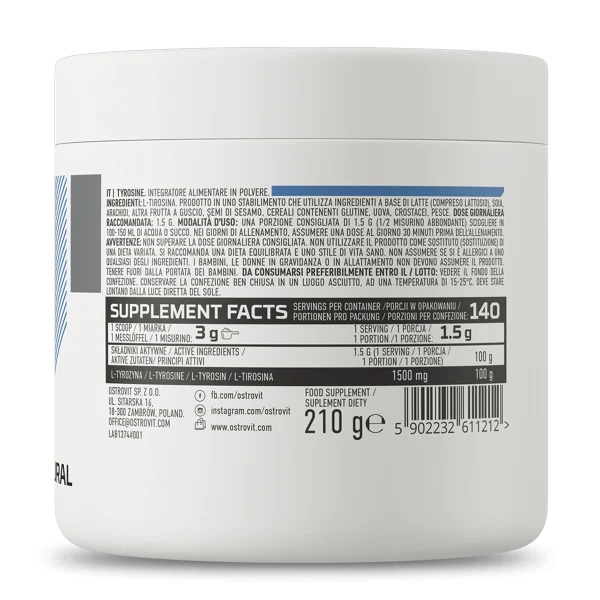 Amino L Tirosina 210 G Sin Sabor Ostrovit - Imagen 3