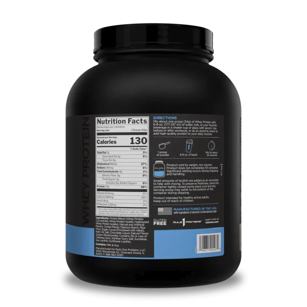 Proteina Whey 4.95 Lb Cookies And Cream Rule1 - Imagen 3
