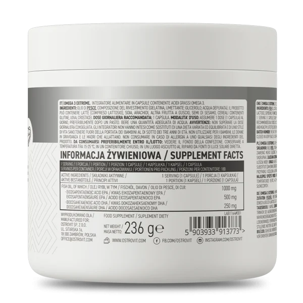 Omega 3 Extreme 180 Caps Ostrovit - Imagen 2