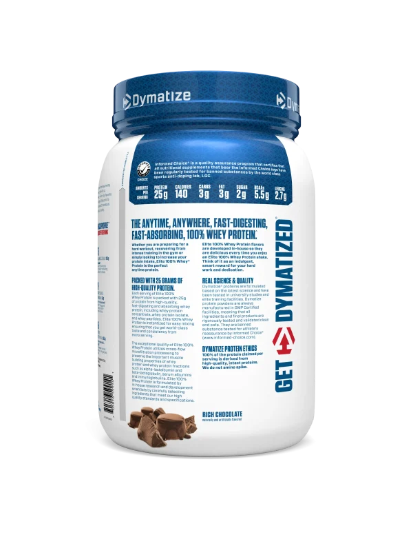 Proteina Elite 100% Whey 2 Lb Rich Chocolate Dymatize - Imagen 2