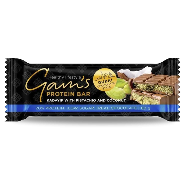 Barra Proteina Estilo Chocolate Dubai 60 G Pistachio And Coconut Gams