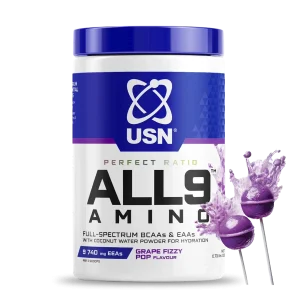 AMINO ALL 9 330 G GRAPE FIZZY POP USN
