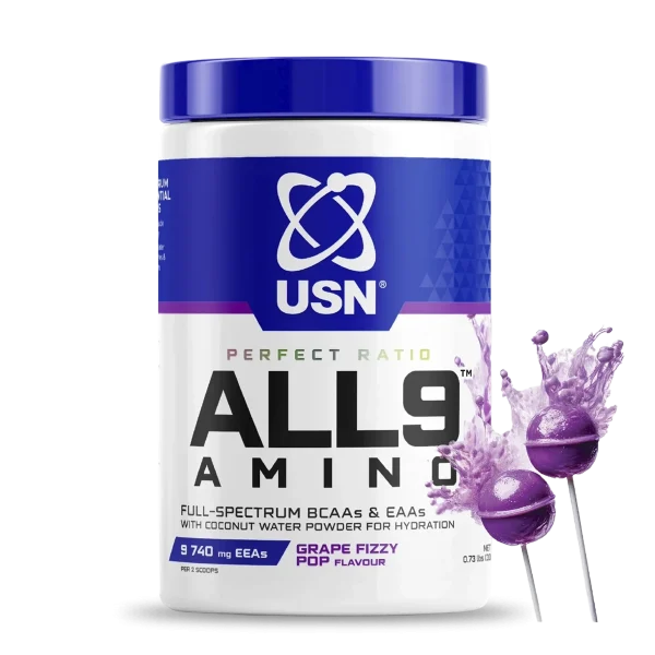 AMINO ALL 9 330 G GRAPE FIZZY POP USN