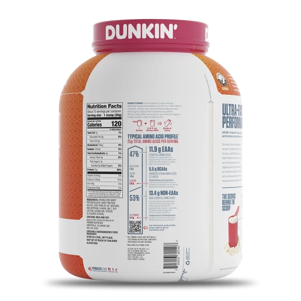 PROTEINA ISO 100 5 LB DUNKIN GLAZED DONUT DYMATIZE - Imagen 2