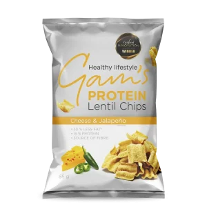 SNACK CHIPS DE LENTEJA PROTEICA 65 G CHEESE AND JALAPEÑO GAMS