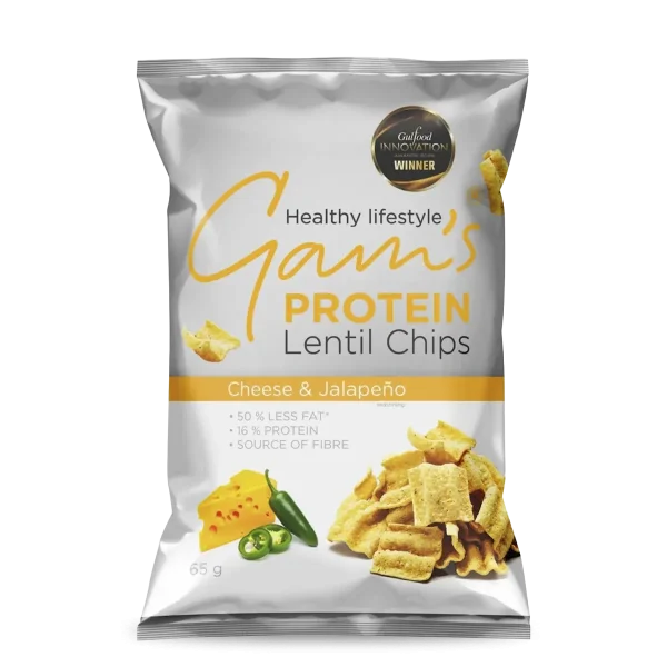 SNACK CHIPS DE LENTEJA PROTEICA 65 G CHEESE AND JALAPEÑO GAMS