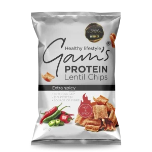 SNACK CHIPS DE LENTEJA PROTEICA 65 G EXTRA SPICY GAMS