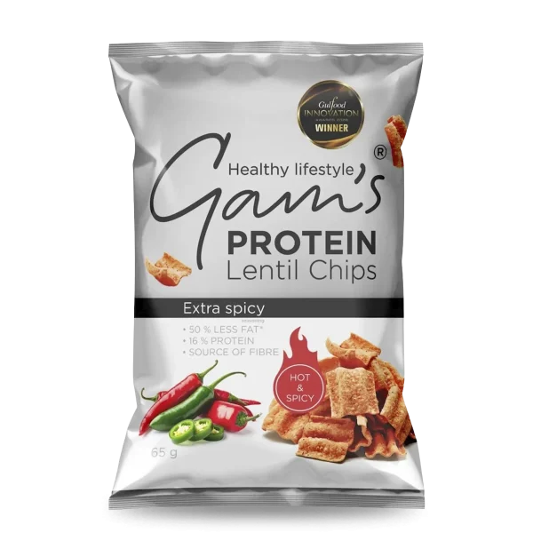 SNACK CHIPS DE LENTEJA PROTEICA 65 G EXTRA SPICY GAMS