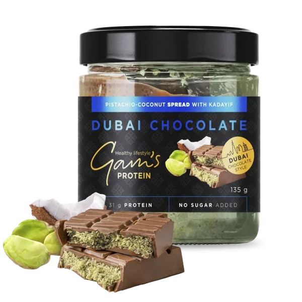 SNACK CREMA PARA UNTAR ESTILO CHOCOLATE DE DUBAI PISTACHIO AND COCONUT GAMS